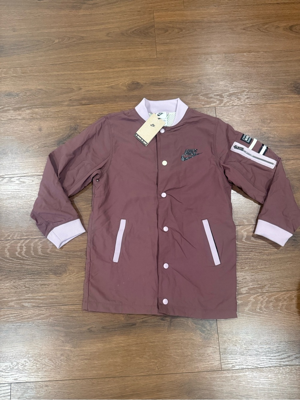Nike Mauve Pink Bomber Jacket with Light Pink Trim